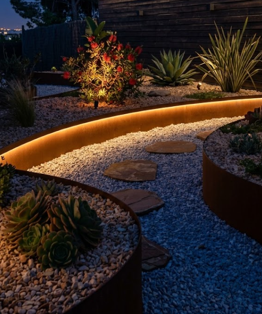 Iluminación nocturna del jardín